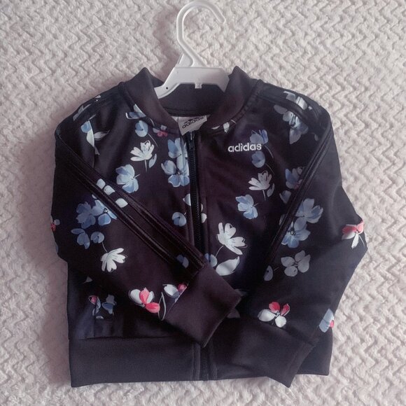 Adidas Girls Floral Satin Bomber Track Suit Jacket Size 2T - Picture 3 of 8